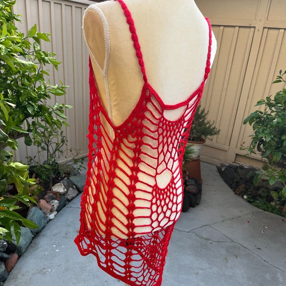 Asymmetrical netted beach cover up - Picture 3 of 5